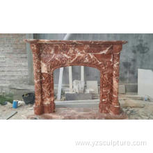 Large Size Fresh Red Marble Fireplace Mantel For Home